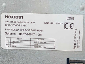 Rexroth R911201077 RD500, RD51.2-4B-007-L-A1-FW, Controls