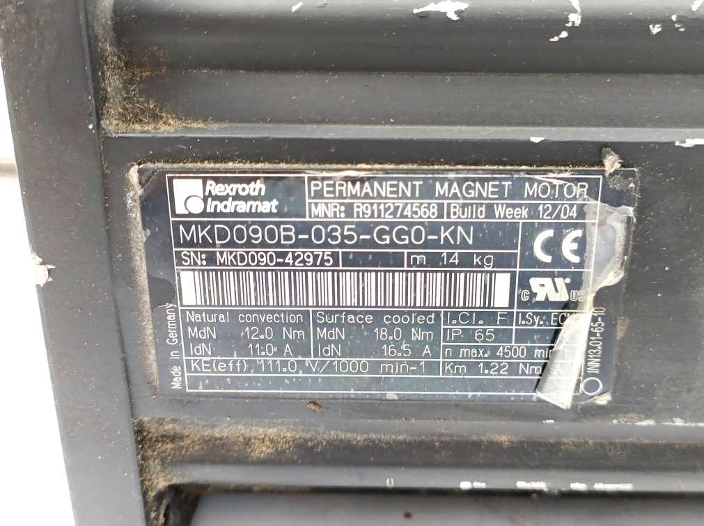 Rexroth Indramat R911274568 MKD090B-035-GG0-KN MAGNET MOTOR