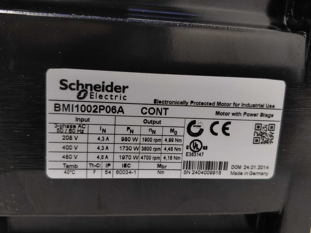 Schneider Electric BMI1002P06A Servo Motor BMI 3-phase