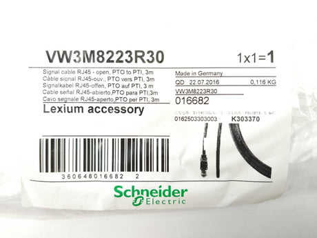Schneider Electric VW3M8223R30 Signal Cable, RJ45-open, PTO to PTI, 3m