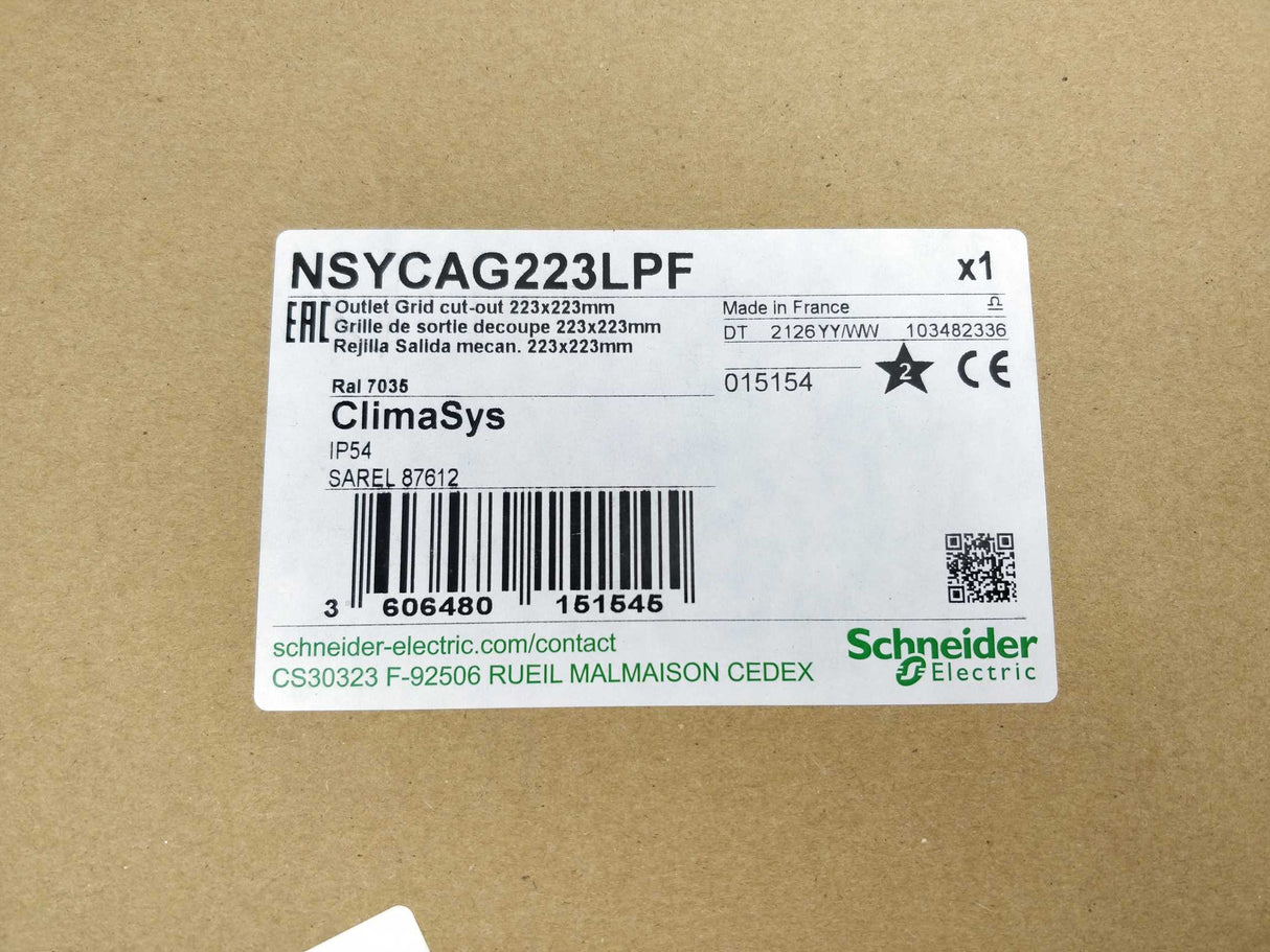 Schneider Electric NSYCAG223LPF Outlet Grid cut-out 223x223mm