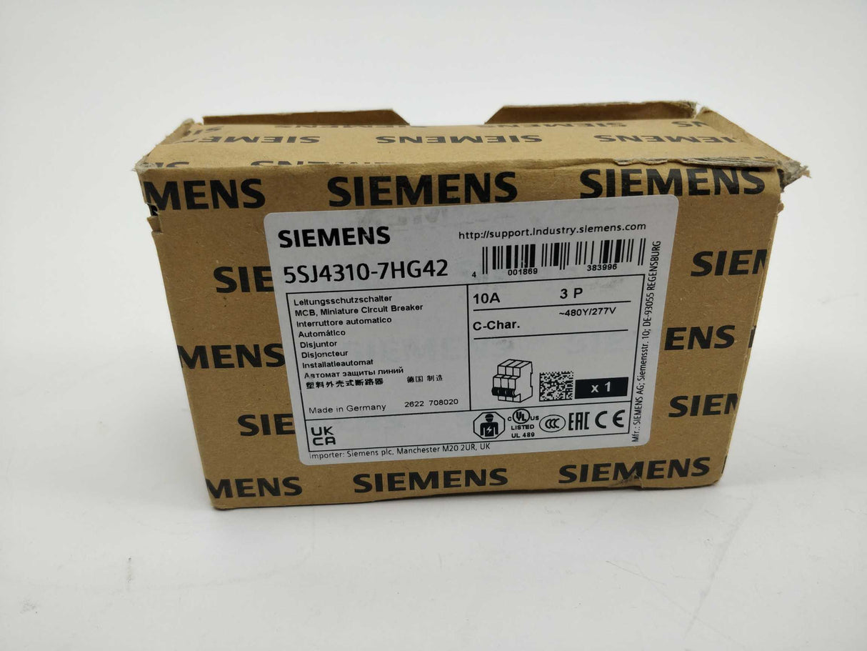 Siemens 5SJ4310-7HG42 Circuit breaker 10kA, 3-pole,