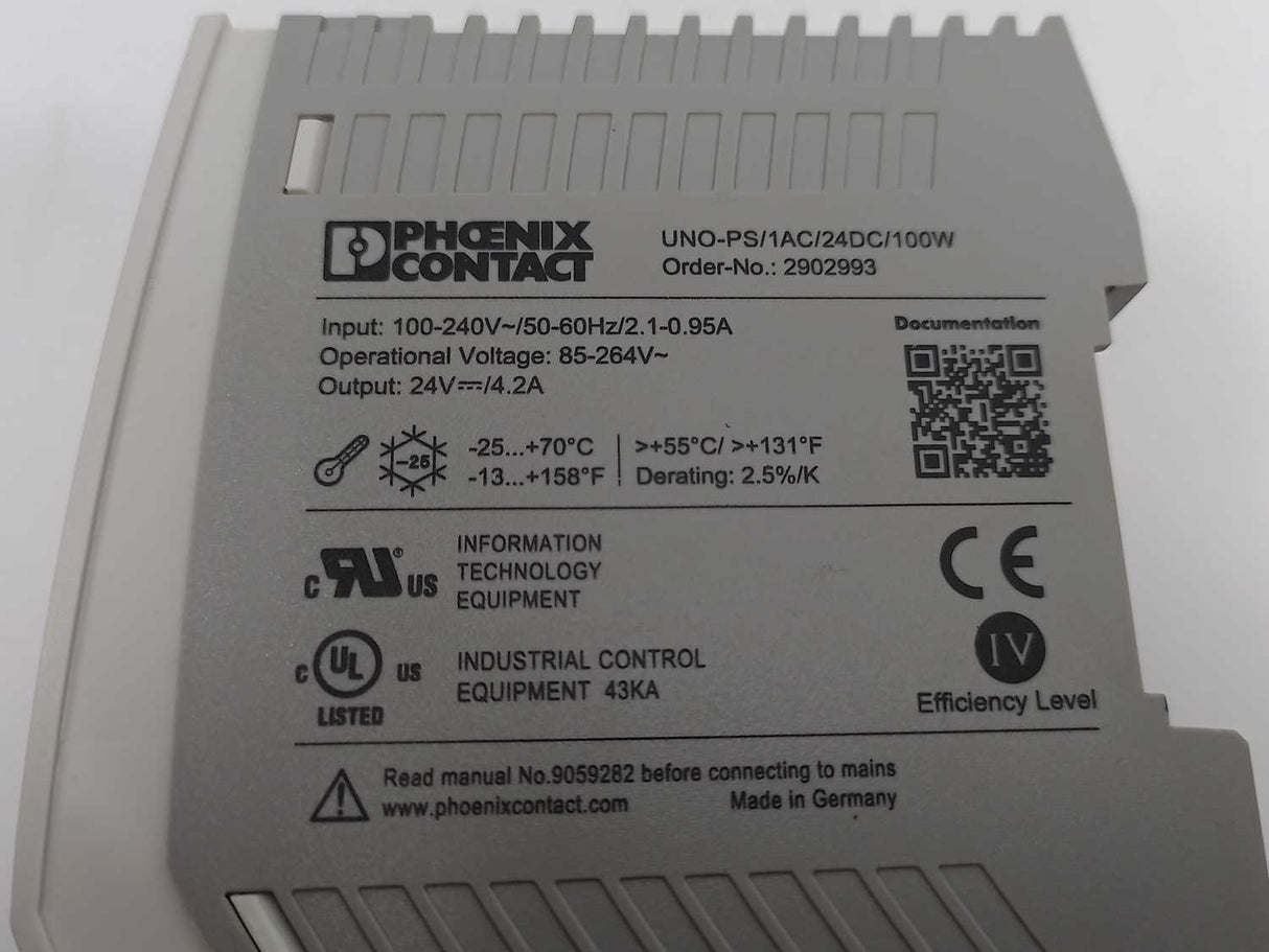 Phoenix Contact 2902993 Power Supply UNO-PS/1AC/24DC/100W