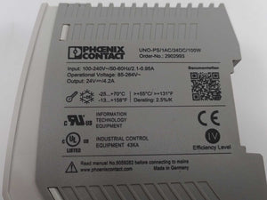 Phoenix Contact 2902993 Power Supply UNO-PS/1AC/24DC/100W