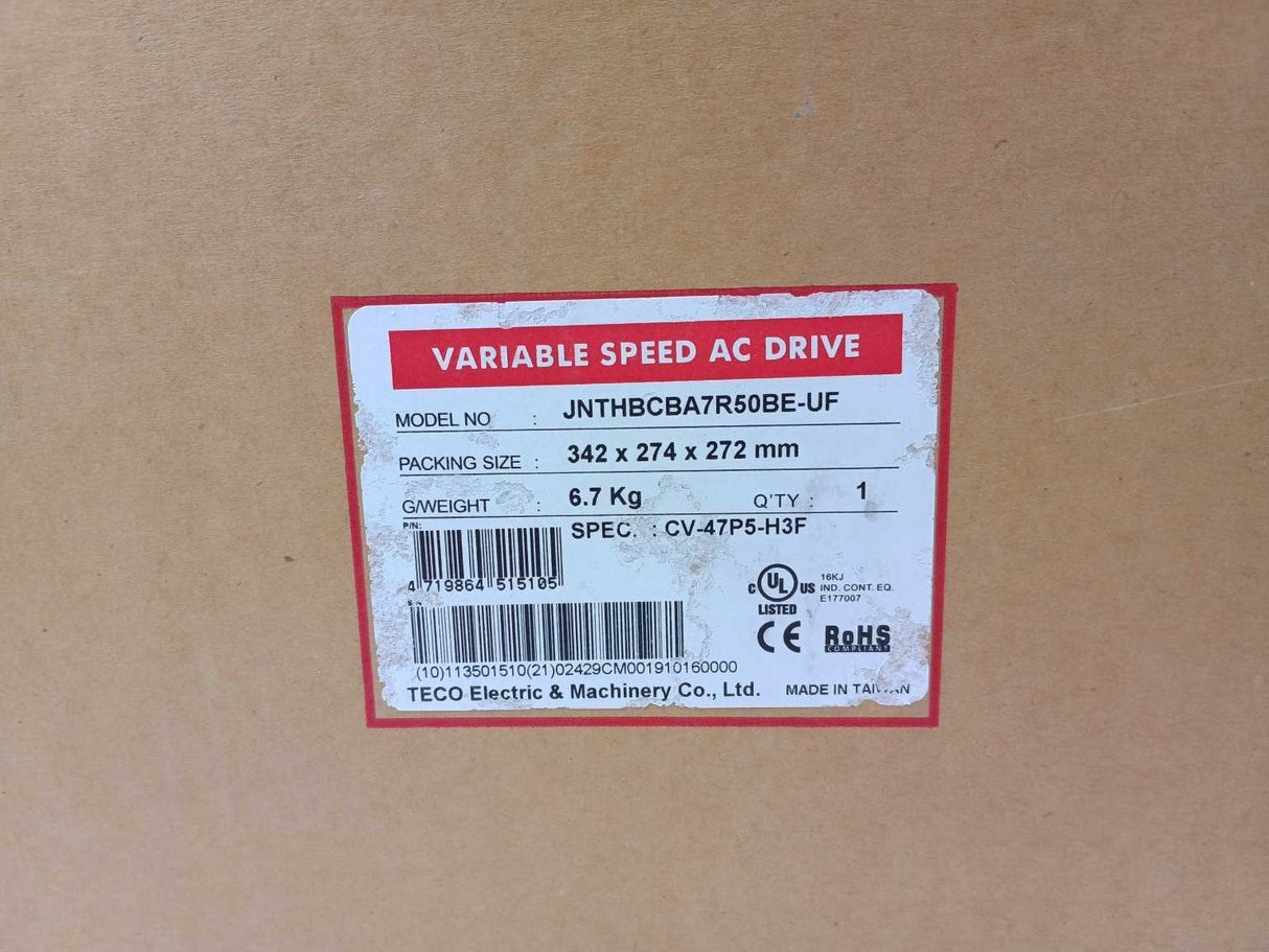 Teco Electric & Machinery JNTHBCBA7R50BE-UF 7.5HP/5.5kW