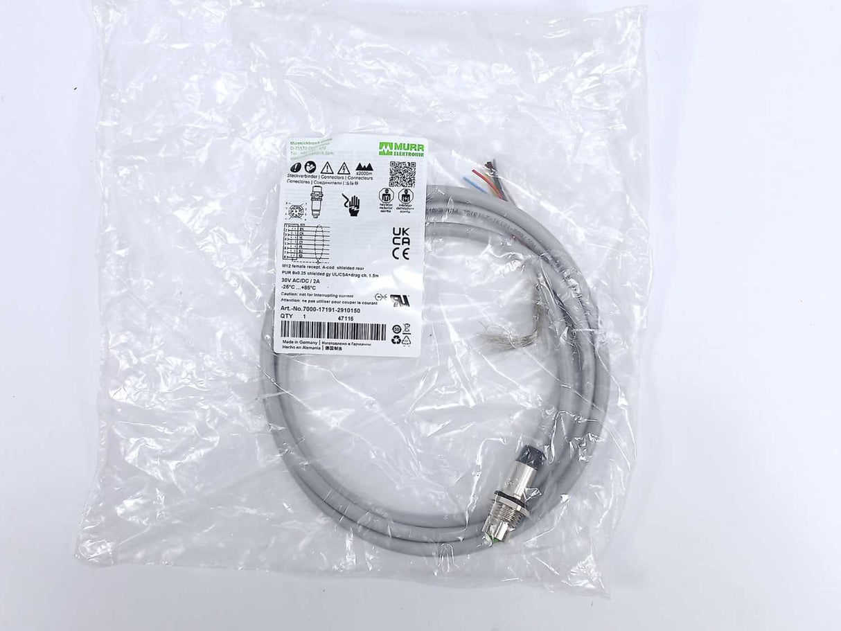 MURR Elektronik 7000-17191-2910150 M12 female recept. A-cod. shielded rear