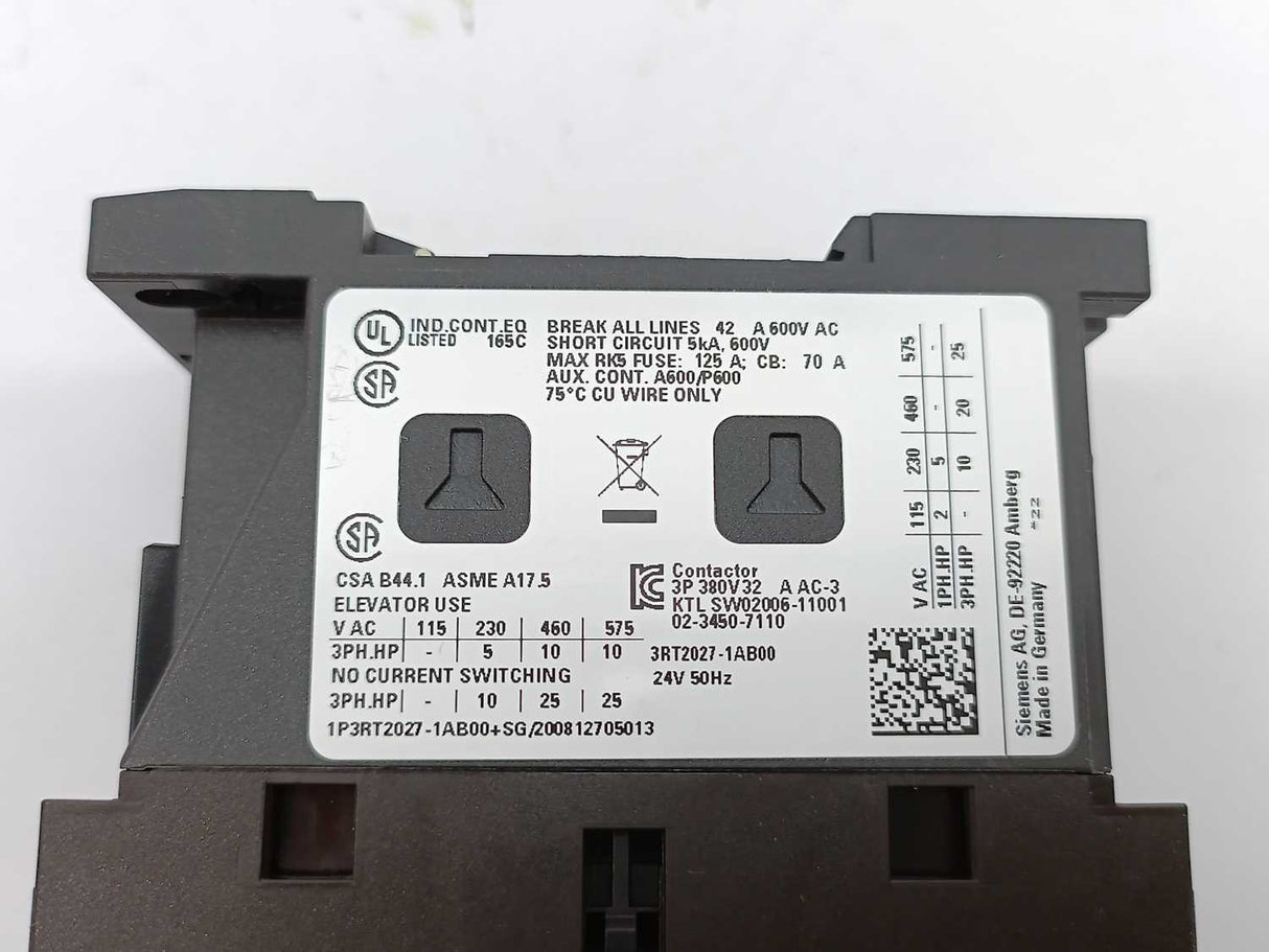 Siemens RT2027-1AB00 Contactor