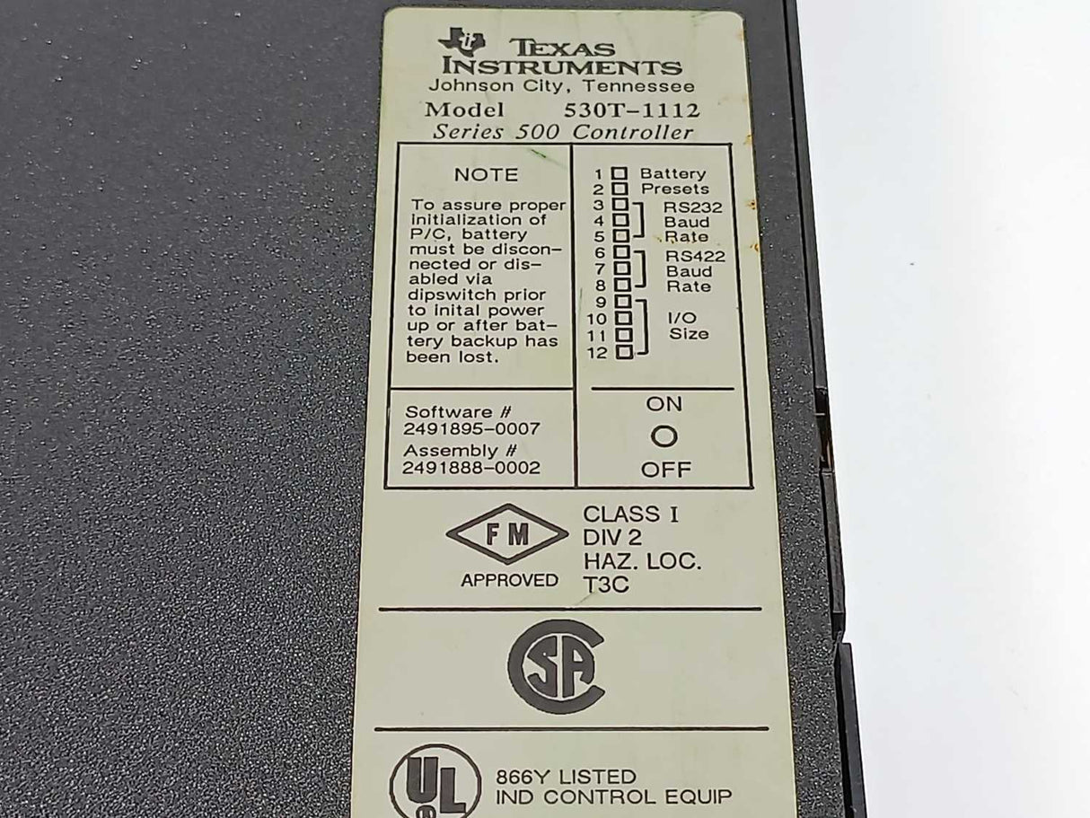 Texas Instruments 530T-1112 Series 500 Controller