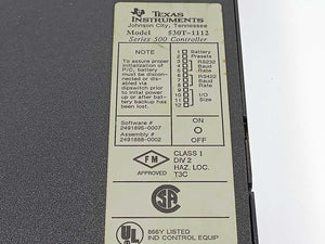 Texas Instruments 530T-1112 Series 500 Controller