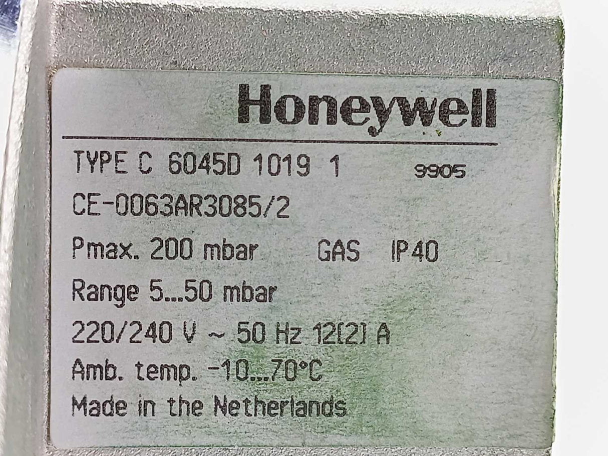 Honeywell C6045D1019 CE-0063AR3085/2 PRESSURE SWITCH