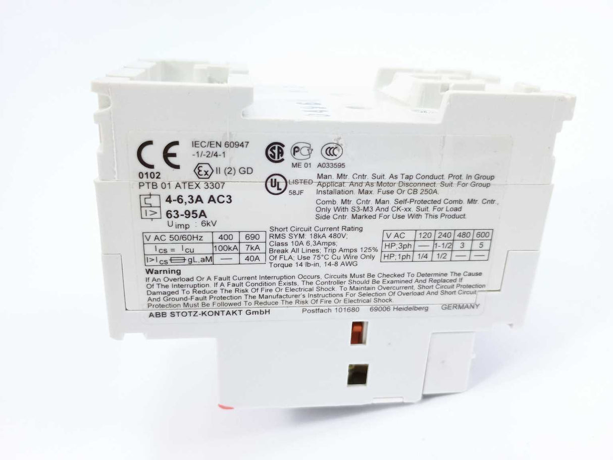 ABB 1SAM150005R0009 MS325-6.3-HKF11 690V Motor Starter 4-6,3A