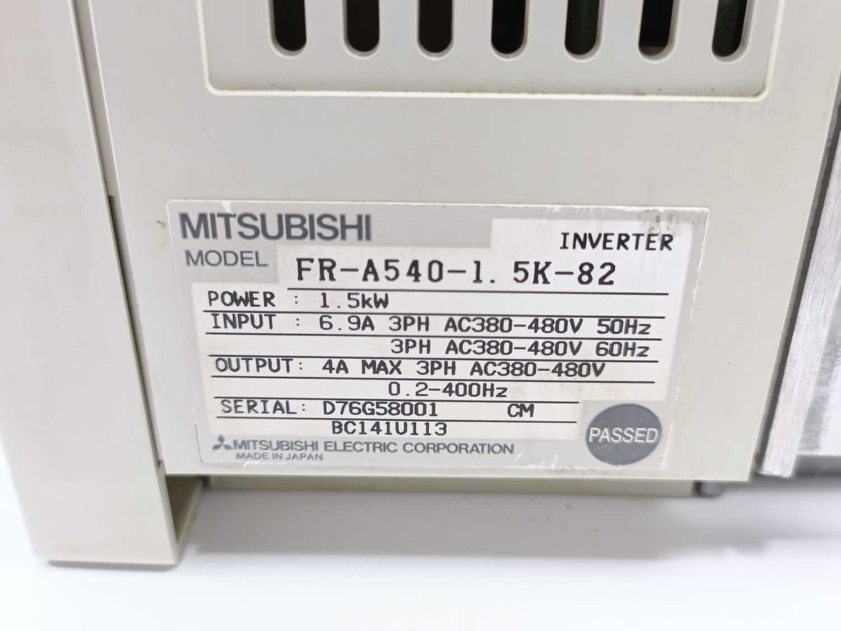 Mitsubishi FR-A540-1.5K-82 FREQROL-A500 Inverter & FR-DU04 Control Panel
