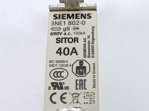 Siemens 3NE1802-0 SITOR fuse link 40A