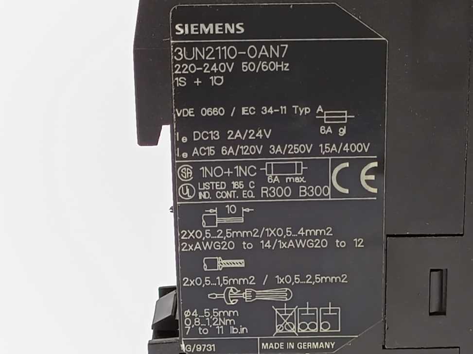 Siemens 3UN2110-0AN7 Type A