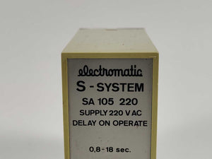 Electromatic SA 105 220 / SA105220 0,8-18 sec. 220 VAC Relay. Delay on Operate
