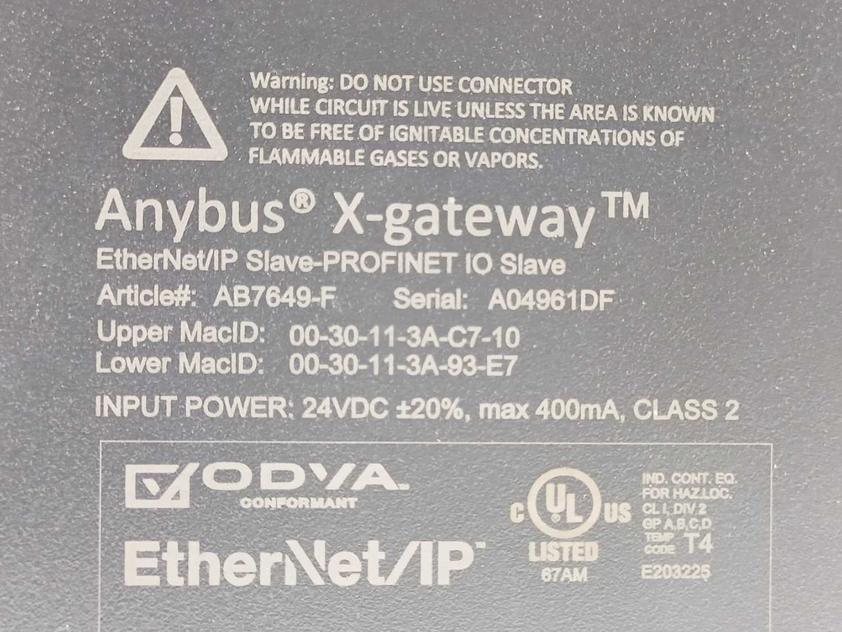 Anybus by HMS Networks AB7649-F X-gateway EtherNet/IP Slave-PROFINET IO Slave