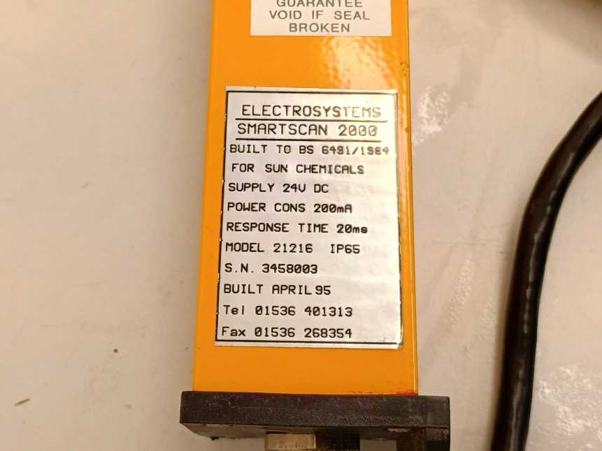 Electrosystems 21216 Smartscan 2000 Safety Light Curtain. Part A