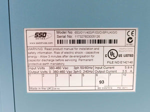 SSD DRIVES 650/011/400/F/00/DISP/UK/0/0 W/ 6511/TTL/00 DRIVE INVERTER