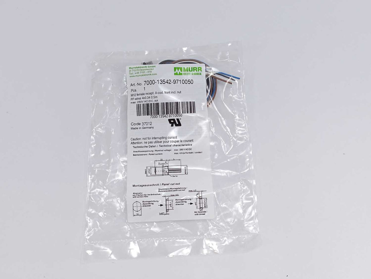 MURR Elektronik 7000-13542-9710050 M12 female recept. A-cod. front incl. nut