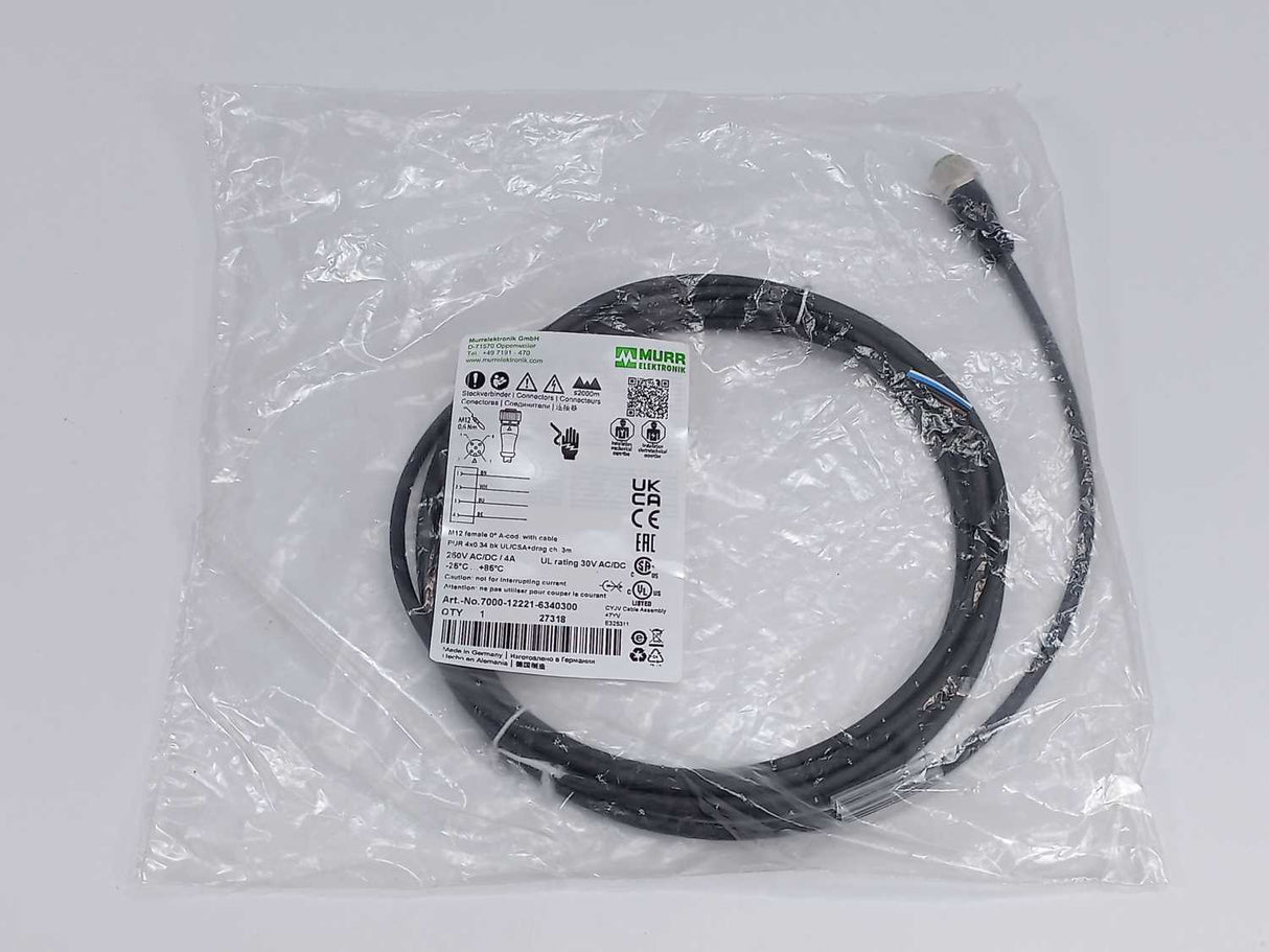 MURR Elektronik 7000-12221-6340300 M12 female 0° A-cod. with cable