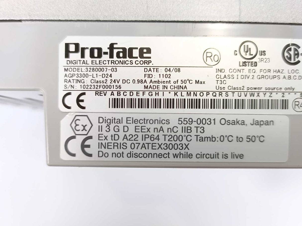Pro-Face AGP3300-L1-D24 3280007-03 Touchscreen Display