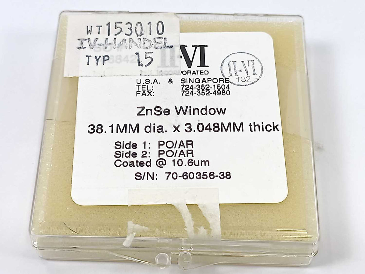 II-VI ZnSe Window 38.1MM dia. x 3.048MM thick
