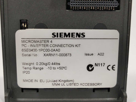 Siemens 6SE6400-1PC00-0AA0 Micromaster 4 Inverter Connection Kit