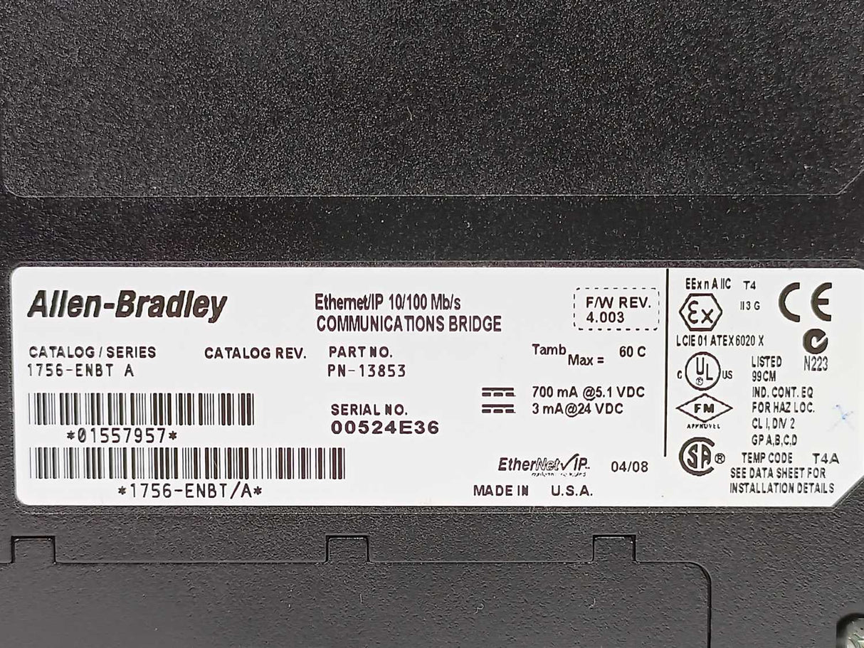AB 1756-ENBT A Communications Bridge