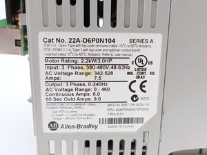 AB 33A-D6P0N104 Ser. A PowerFlex 40- 2.2 kW (3 HP) AC Drive