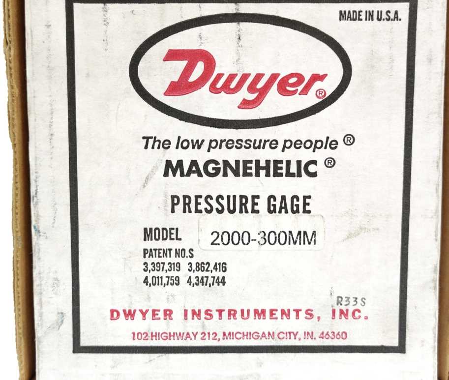 Dwyer 2000-300 MM Magnehelic Pressure Gauge max. 15 PSIG