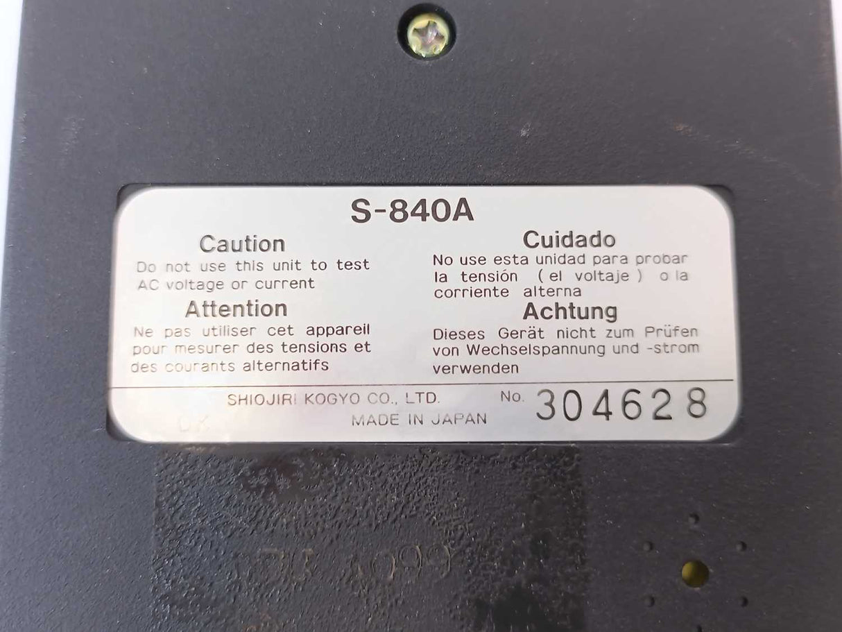 Seiko S-840A Digital Multi Tester Multimeter VDC Ohm Amp