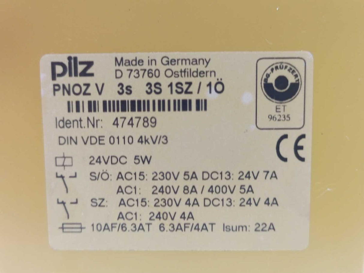 Pilz 474789 PILZ PNOZV3s3S1SZ/1O SAFETY RELAY