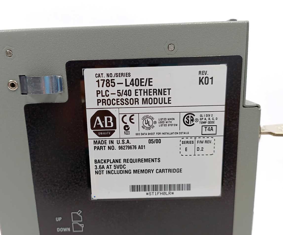 AB 1785-L40E/E PLC-5/40 Ethernet processor module Rev.J01 Ser.E F/W Rev.D.2
