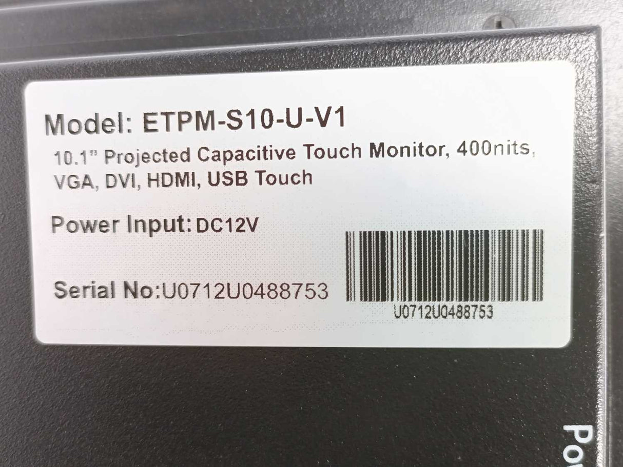 Touch window ETPM-S10-U-V1 10.1" Industrial Touch Screen Monitor