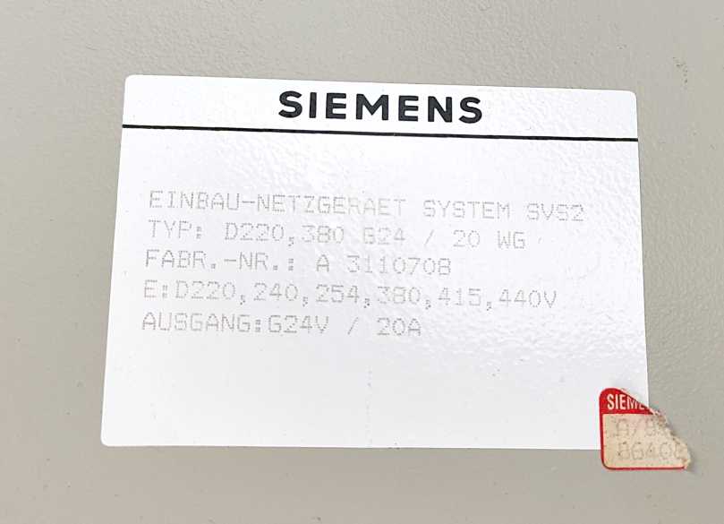 Siemens 6EV1352-5BK00 D220.380 G24/20WG Power Supply