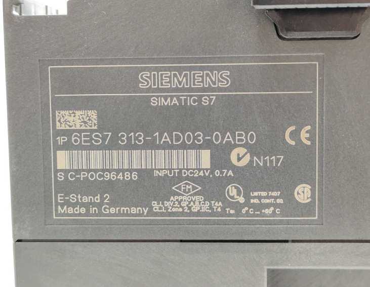 Siemens 6ES7313-1AD03-0AB0 SIMATIC S7 CPU 24VDC 0.7A