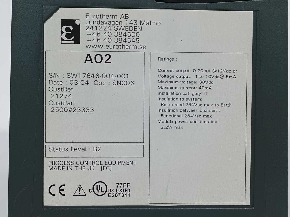 Eurotherm 2500M/AO2UNIV 2500M/A02 Two Channel Analogue Output Module