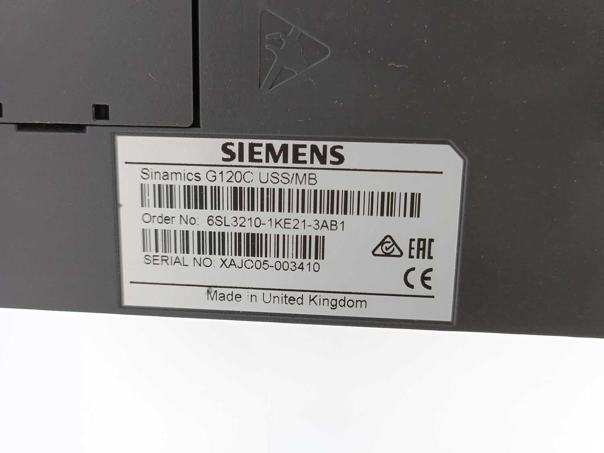 Siemens 6SL3210-1KE21-3AB1 Sinamics G120C USS/MB 5.5kW Inverter Drive
