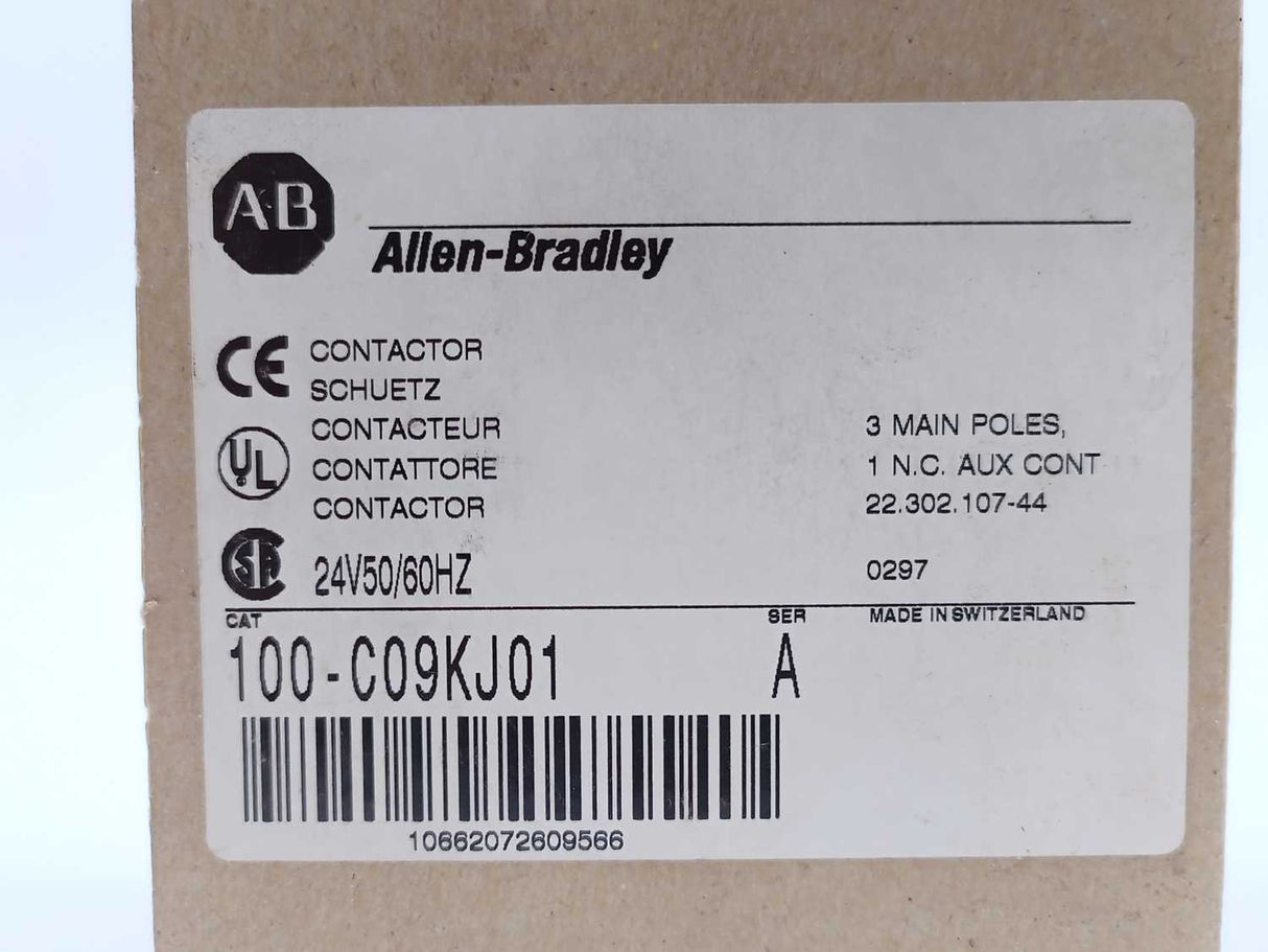 AB 100-C09KJ01 Ser. A Contactor w/ 24V 50/60Hz Coil