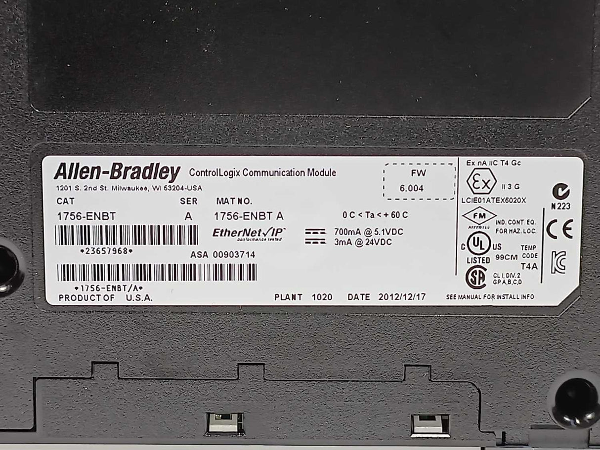 AB 1756-ENBT ser. A ControlLogix Communication Module