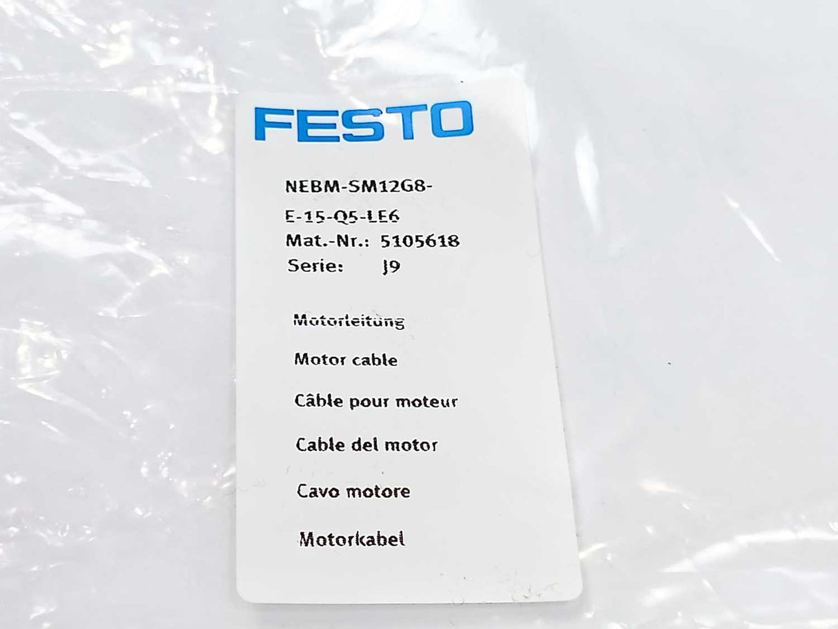 Festo 5105618 NEBM-SM12G8-E-15-Q5-LE6 Motor cable. C