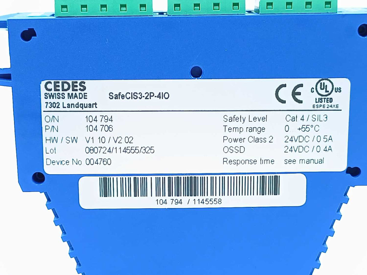 Cedes 104706 SafeCIS3-2P-4IO Safety Controller