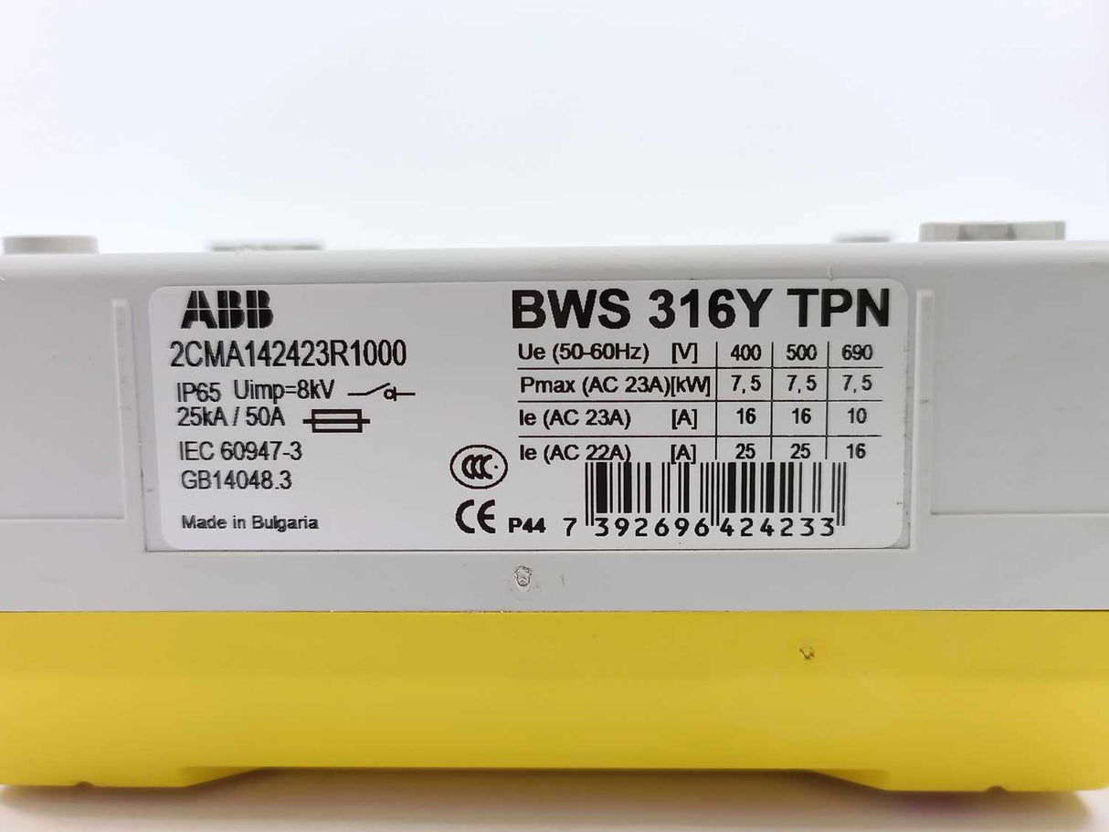 ABB 2CMA142423R1000 BWS 316Y TPN Safety Switch