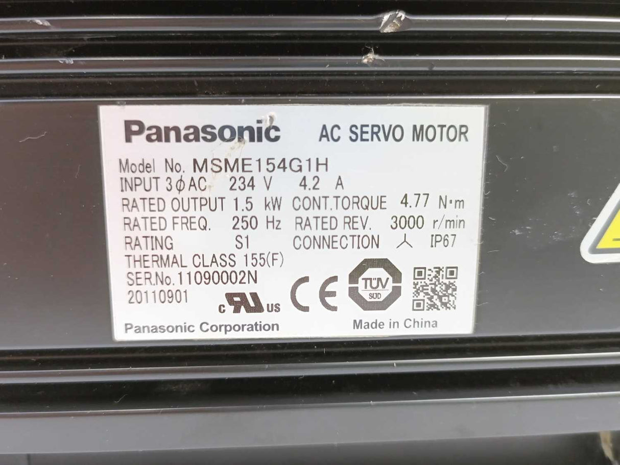 Panasonic  MSME154G1H 1.5kW AC Servo Motor
