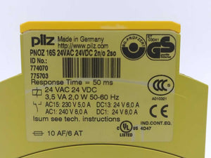 Pilz 774070 PNOZ 16S 24VAC 24VDC 2n/o 2s/o Safety Relay