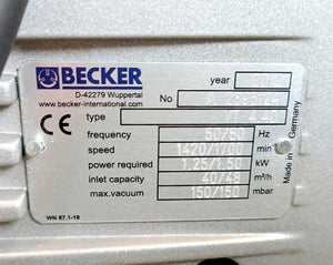 Becker VT 4.40 Dry Running Oilless Vacuum Pump 150mbar