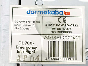 Dormakaba DL7007 Emergency Lock Right