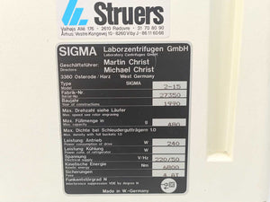 Struers Sigma 2-15 Laboratory Centrifuge