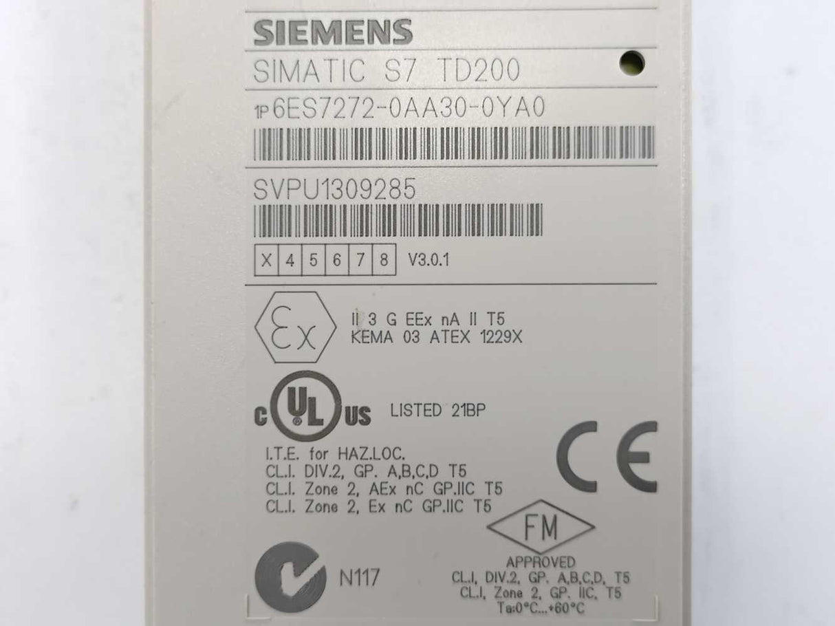Siemens 6ES72720AA300YA0 LCD Text Display, PLC, TD 200