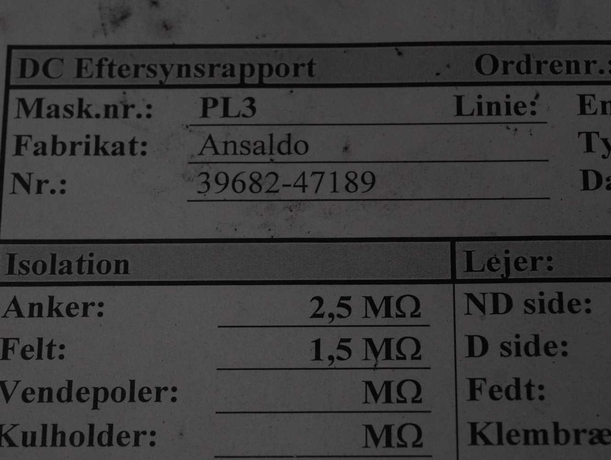 Ansaldo 39682-47189 GH180 M DC Motor 76 KW w/ Tachogenerator
